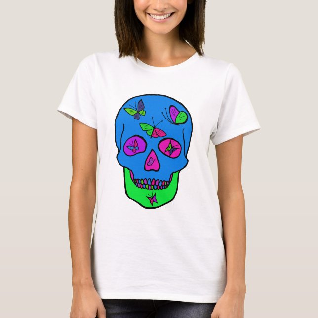 T - Shirt mit Schädelschmetterlingsdruck (Vorderseite)