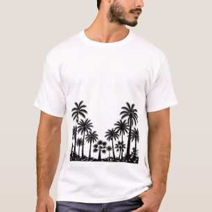 T-Shirt mit Silhouette von tropischen schwarzen Pa