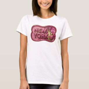 T-Shirt mit spielerischem NEW YORK Zitat in Gold