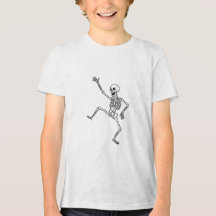 T-Shirt mit tanzendem Skelett in Linienstil