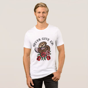 T-Shirt mit Tattoo-Style-Motiv Schlange und Rose ' Tri-Blend Shirt