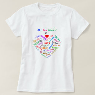 T - Shirt mit Text Multi Language Liebe Word