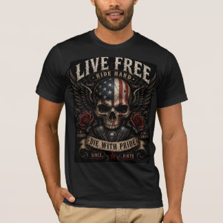 T-Shirt mit Totenkopf-Motiv für Biker im Vintage-S