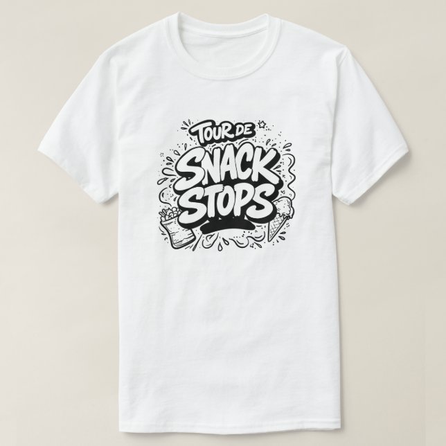 T-Shirt mit 'Tour de Snack Stops'-Text (Design vorne)