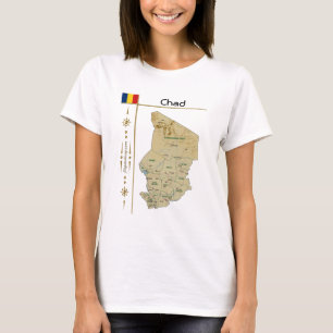 T-Shirt mit Tschad-Karte + Flagge + Titel