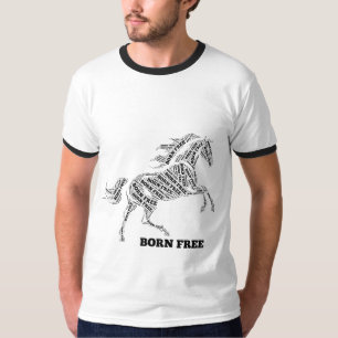 T-Shirt mit Typografie eines wilden Pferdes 'Born
