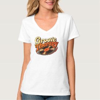 T-Shirt mit V-Ausschnitt für Frauen Vinyl & Groove