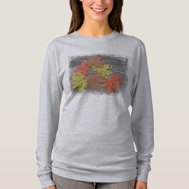 T-Shirt mit verstreuten Blättern (Vorderseite)