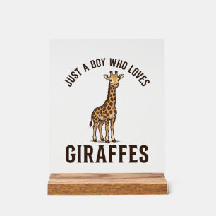 T-Shirt mit Vintage-Gravur für Jungen, die Giraffe Acrylschild
