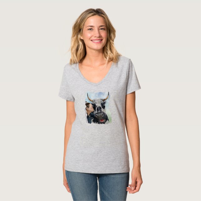 T-Shirt mit Wasserfarbe und Botschaft (Vorderseite Vollansicht)