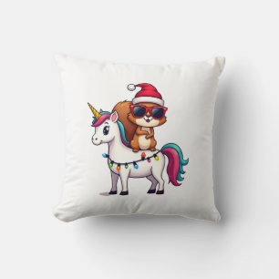 T-Shirt mit Weihnachtslichtern Eichhörnchen reitet Kissen