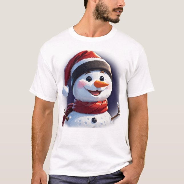 T - Shirt mit Weihnachtsschneemann (Vorderseite)