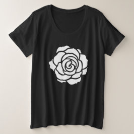 T - Shirt mit weißer Rose Plus Größe