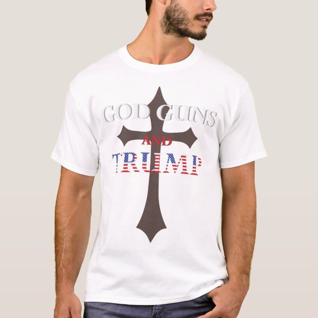 T-shirt mitrailleuse de dieu trump (Devant)