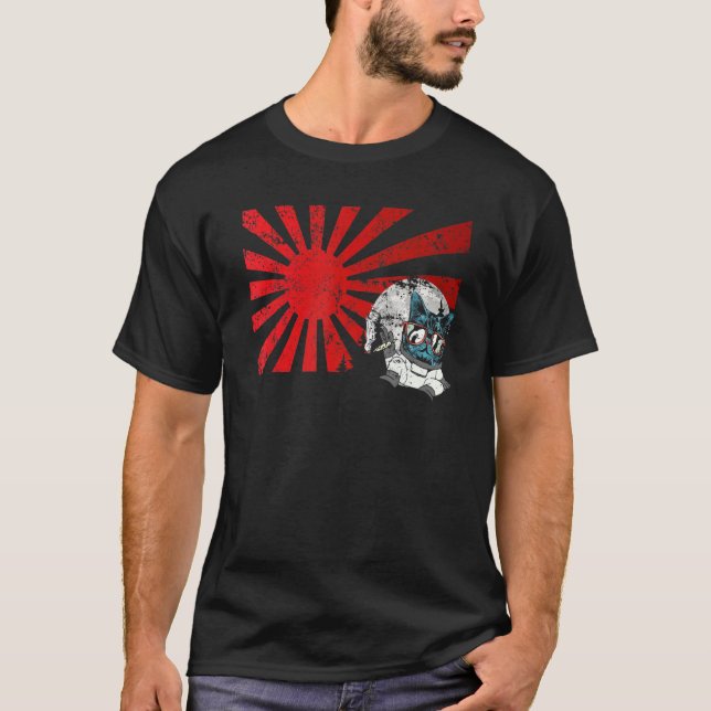 T-shirt Mitsune Japonais Chat Masque Art Sunset Anim (Devant)