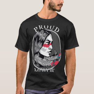 T-shirt Miwok American Indian Tribe Warrior Girl Feathers