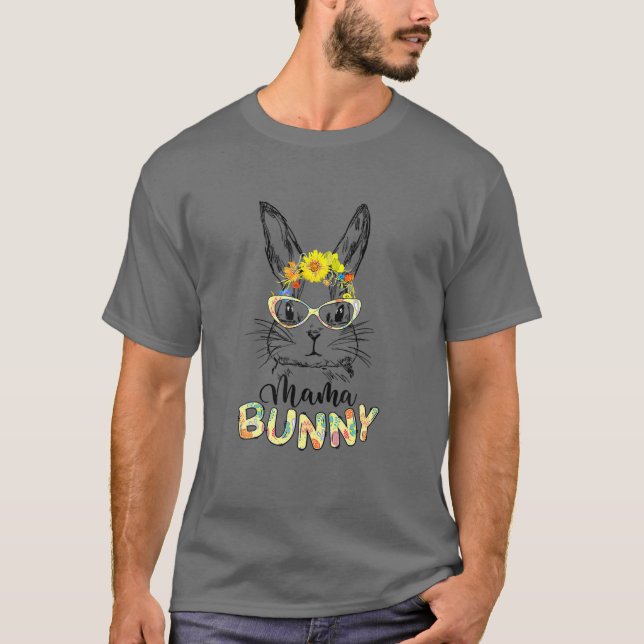 T-shirt Mmama Mama Bunny lunettes visage Headband Jour de  (Devant)