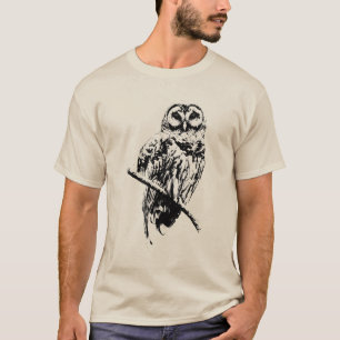 T-shirt Mme Barred Owl - Black ink on Light Shirt