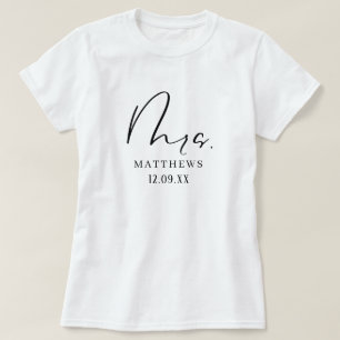 T-shirt Mme Black Modern Script Custom Wedding Nouveau T-