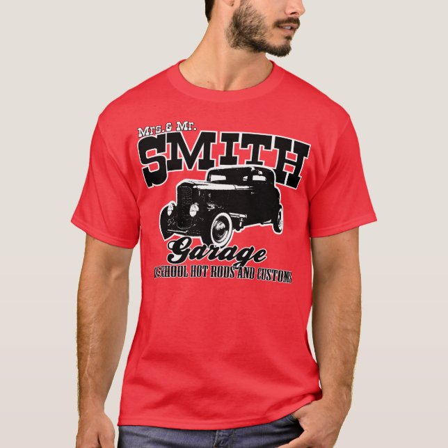 T-shirt Mme et M. Smith Hot-Rod Garage (Devant)