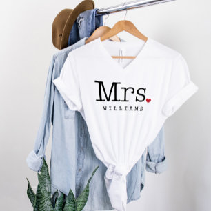 T-shirt Mme Monogramme Cœur Nom de Famille Mariage