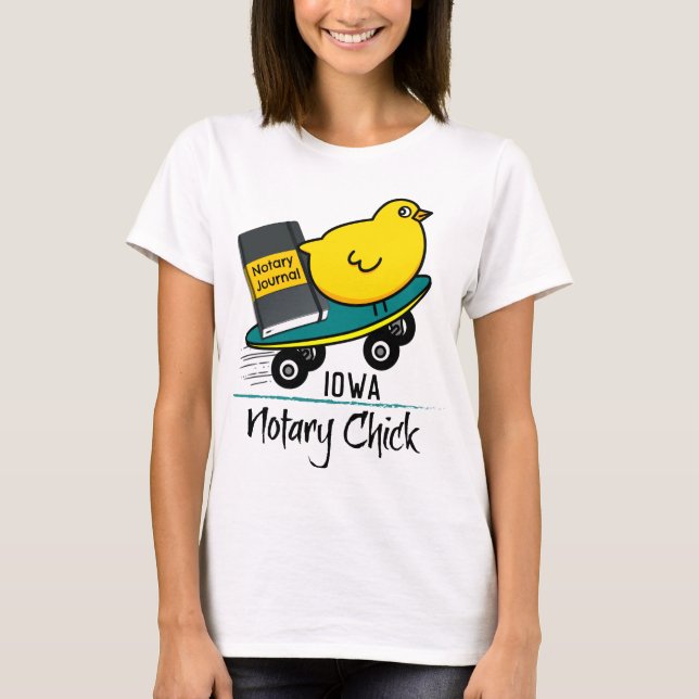 T-shirt Mobile Notaire Chick Riding Skateboard Iowa (Devant)