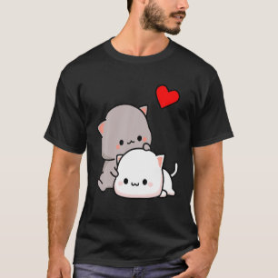T-shirt Mochia Peach Et Goma Amoureux des chats Jouant À 