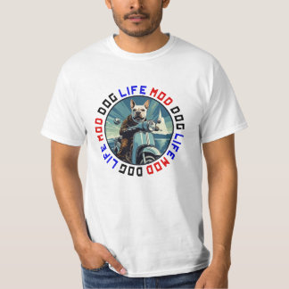 T-shirt Mod Dog Life - Pitbull Terrier sur scooter.