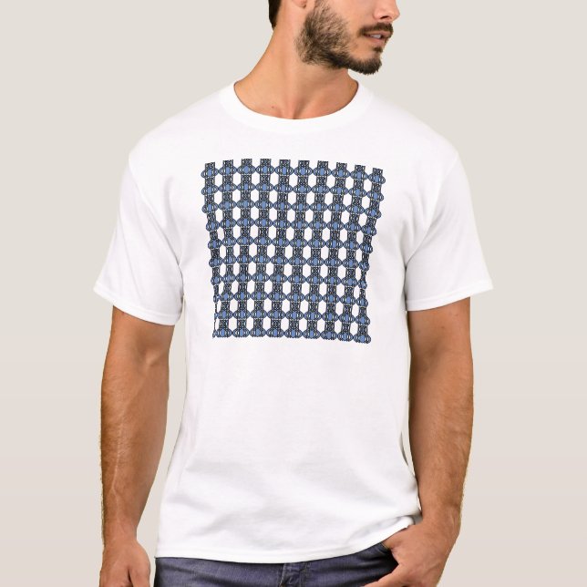 T-shirt Mod Retro Blue Abstrait Scarab Motif (Devant)