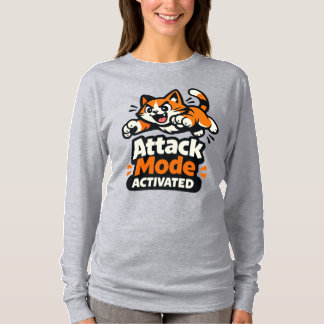 T-shirt Mode Attaque Activé – Chat qui Bondit avec Énergie