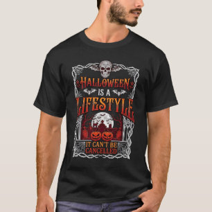 T-shirt Mode de vie Halloween Chauve-souris Crâne Cimetièr