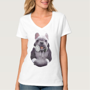 T-shirt Mode DJ activé : Chien bouledogue français cool av