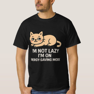T-Shirt Mode Économie d'Énergie Chat Drôle Humour