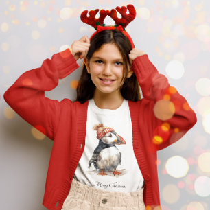 T-Shirt Mode enfantine côtière de puffin de Noël