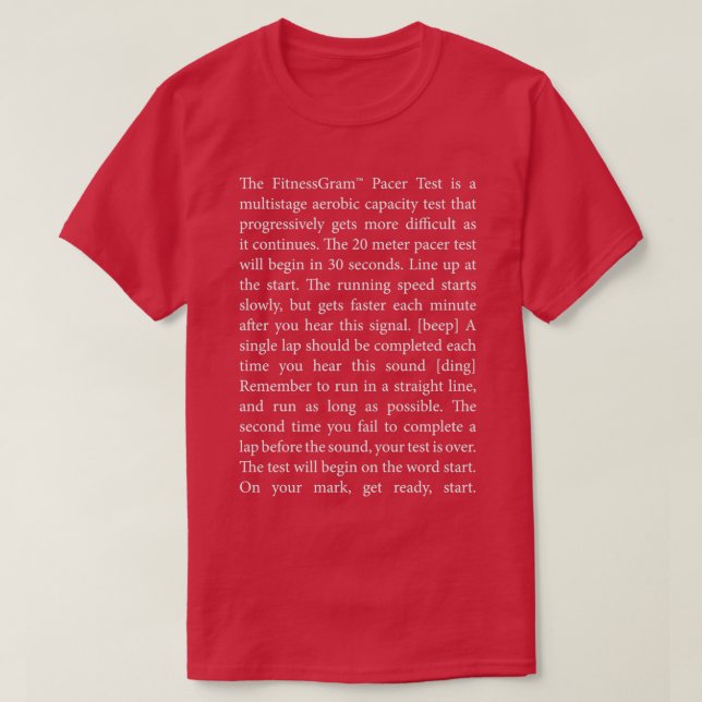 T-shirt Mode foncé Le FitnessGram Pacer Test script comple (Design devant)