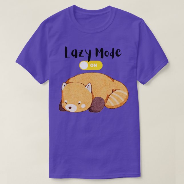 T-shirt Mode Lazy Panda Rouge mignon activé (Design devant)