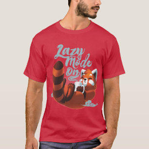 T-shirt Mode paresseux activé Panda roux mignon et duveteu