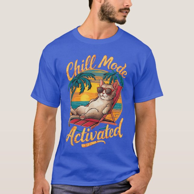T-shirt mode refroidissement chat activé avec lunettes sur (Devant)