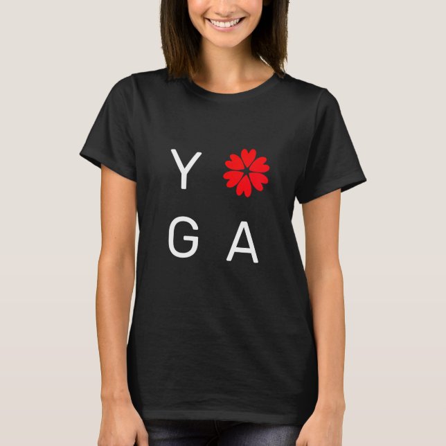 T-shirt Mode Yoga Coeur Fleur (Devant)