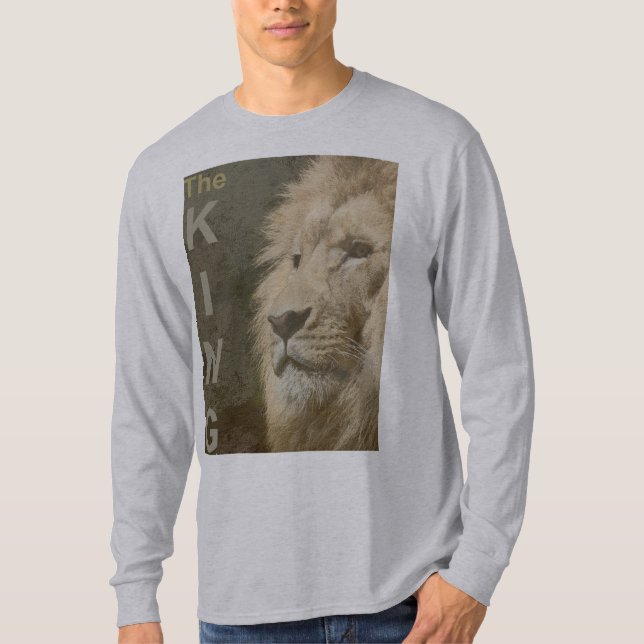 T-shirt Modèle animal tête de lion moderne Mens Grey (Devant)
