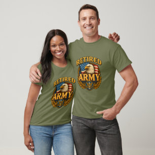 T-shirt Modèle ARMY retraité avec drapeau et aigle