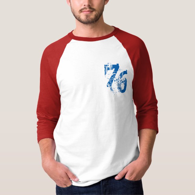 T-shirt modèle de chemise numéro 76 rouge blanc bleu États (Devant)