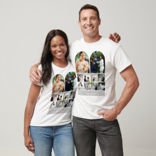 T-shirt Modèle de collage de 10 photos de mariage pour cou