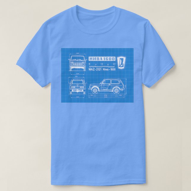 T-shirt Modèle de spécification Lada Niva (Design devant)