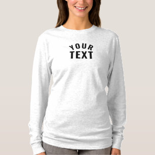 T-shirt Modèle de texte moderne femmes long manches Ash Gr