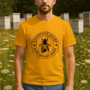T-shirt Modèle d'étiquette de miel de rucher vintage abeil