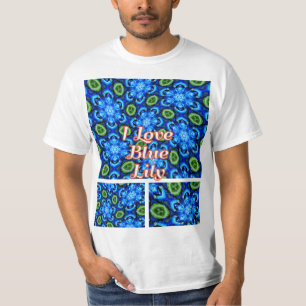 T-shirt Modèle Floral bleu Abstrait