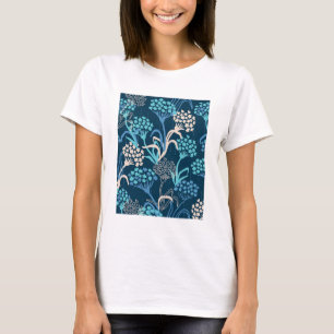 T-shirt Modèle Floral Hydrangea stylisé - Bleu élégant