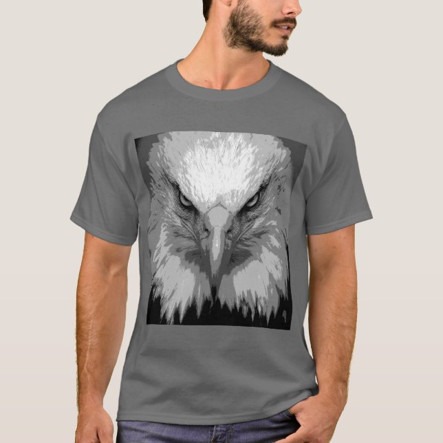 T-shirt Modèle gris foncé pour homme à visage d'aigle (Devant)