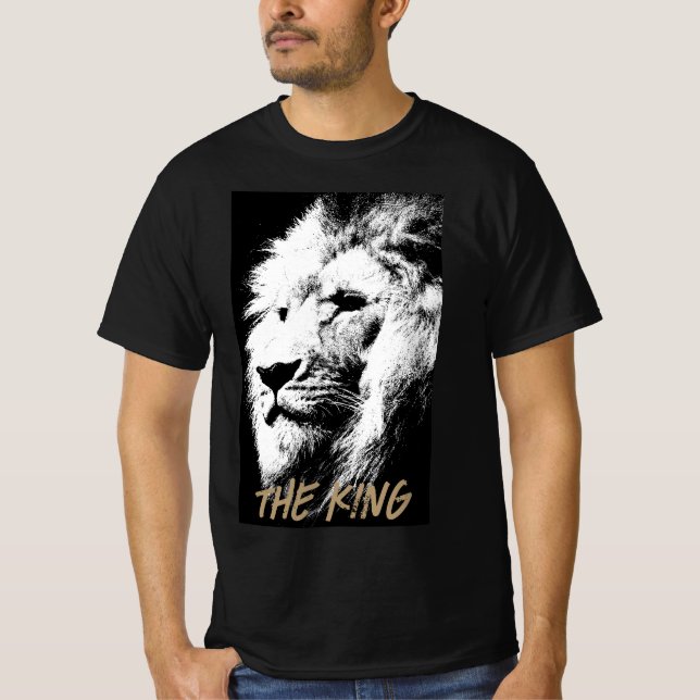 T-shirt Modèle moderne Mens Black T Chemises Lion Visage (Devant)